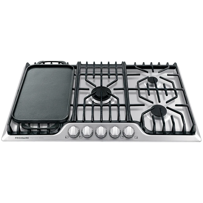 Surface De Cuisson Au Gaz Frigidaire Pro, 5 Brûleurs, 36 Po, 18 200 BTU, Acier Inoxydable 4 Surface De Cuisson Au Gaz Frigidaire Pro, 5 Brûleurs, 36 Po, 18 200 BTU, Acier Inoxydable – Image 4
