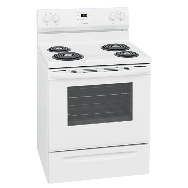 Cuisinière électrique Autoportante Frigidaire, Blanche, 4 éléments à Serpentin, 30 Po, 5,3 Pi³ 1 Cuisinière électrique Autoportante Frigidaire, Blanche, 4 éléments à Serpentin, 30 Po, 5,3 Pi³