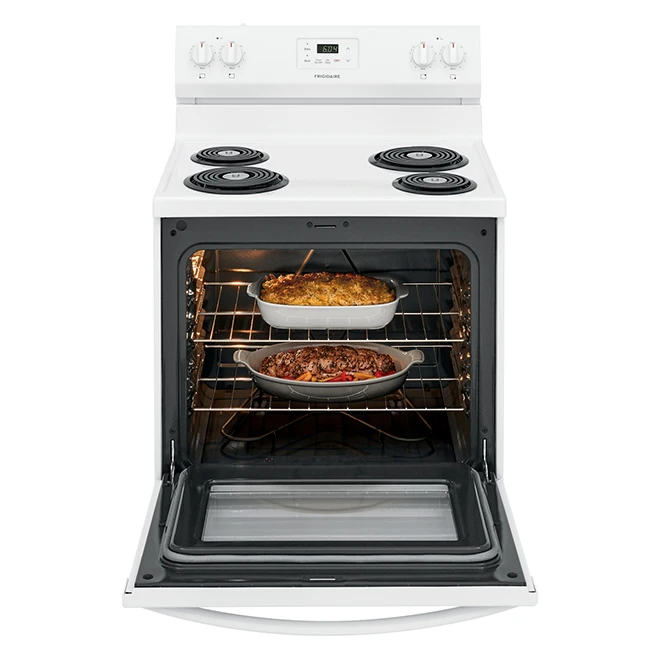 Cuisinière électrique Autoportante Frigidaire, Blanche, 4 éléments à Serpentin, 30 Po, 5,3 Pi³ 4 Cuisinière électrique Autoportante Frigidaire, Blanche, 4 éléments à Serpentin, 30 Po, 5,3 Pi³ – Image 4