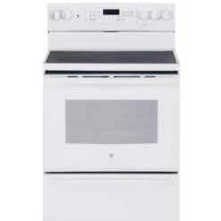 Cuisinière à Convection Autoportante GE, Surface 30 Po 5 éléments, Grille Ajustable Autonettoyante, éléments Dissimulés