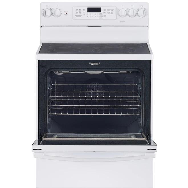 Cuisinière à Convection Autoportante GE, Surface 30 Po 5 éléments, Grille Ajustable Autonettoyante, éléments Dissimulés 2 Cuisinière à Convection Autoportante GE, Surface 30 Po 5 éléments, Grille Ajustable Autonettoyante, éléments Dissimulés – Image 2