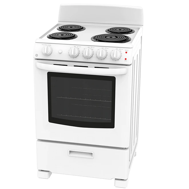 Cuisinière électrique Autoportante GE à 4 éléments à Serpentins, Commandes Frontales, 24 Po, 2,9 Pi³, Blanc 2 Cuisinière électrique Autoportante GE à 4 éléments à Serpentins, Commandes Frontales, 24 Po, 2,9 Pi³, Blanc – Image 2