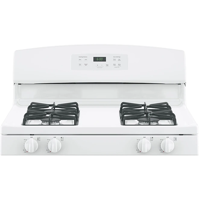 Cuisinière à Gaz Autoportante GE Appliances, 30 Po, 5,0 Pi³, Blanche, Brûleur Scellé 3 Cuisinière à Gaz Autoportante GE Appliances, 30 Po, 5,0 Pi³, Blanche, Brûleur Scellé – Image 3