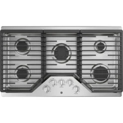 Surface De Cuisson Au Gaz GE, 5 Brûleurs, 36 Po, 15 000 BTU, Acier Acier