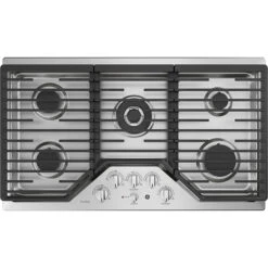Surface De Cuisson Au Gaz GE Profile, 5 Brûleurs, 36 Po, 18 000 BTU, Acier Inoxydable