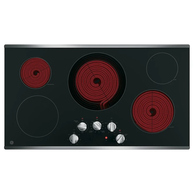 Plaque De Cuisson électrique GE Appliances Avec élément Double, 36 Po, Noir/inox 2 Plaque De Cuisson électrique GE Appliances Avec élément Double, 36 Po, Noir/inox – Image 2