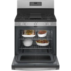 Cuisinière à Gaz Autonettoyante GE à 5 Brûleurs, 30 Po, 5 Pi³, Acier Inoxydable -Appareils Électroménagers 23085852c L