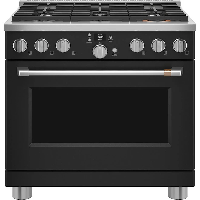 Cusinière Biénergie Intelligente De 36 Po à Four Simple Par Café, Style Commercial, Nettoyage Auto Et Vapeur, Noir Mat 1 Cusinière Biénergie Intelligente De 36 Po à Four Simple Par Café, Style Commercial, Nettoyage Auto Et Vapeur, Noir Mat