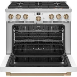 Cuisinière à Gaz Cafe à 6 Brûleurs Avec Convection Et Nettoyage à Vapeur, 36 Po, Blanc -Appareils Électroménagers 23085996e L