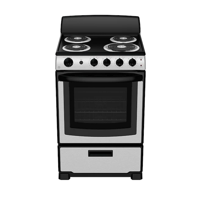 Cuisinière Autoportante électrique GE4 Brûleurs 2,9 Pcu 24 Po Acier Inoxydable 1 Cuisinière Autoportante électrique GE4 Brûleurs 2,9 Pcu 24 Po Acier Inoxydable