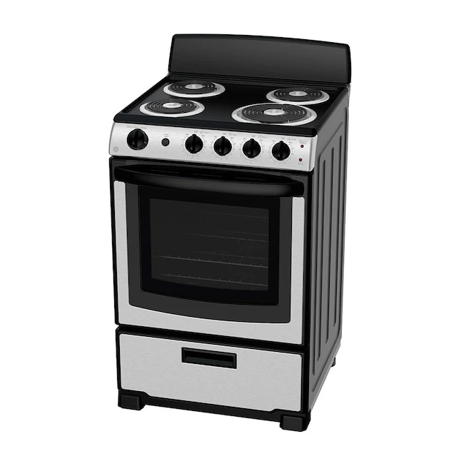 Cuisinière Autoportante électrique GE4 Brûleurs 2,9 Pcu 24 Po Acier Inoxydable 2 Cuisinière Autoportante électrique GE4 Brûleurs 2,9 Pcu 24 Po Acier Inoxydable – Image 2
