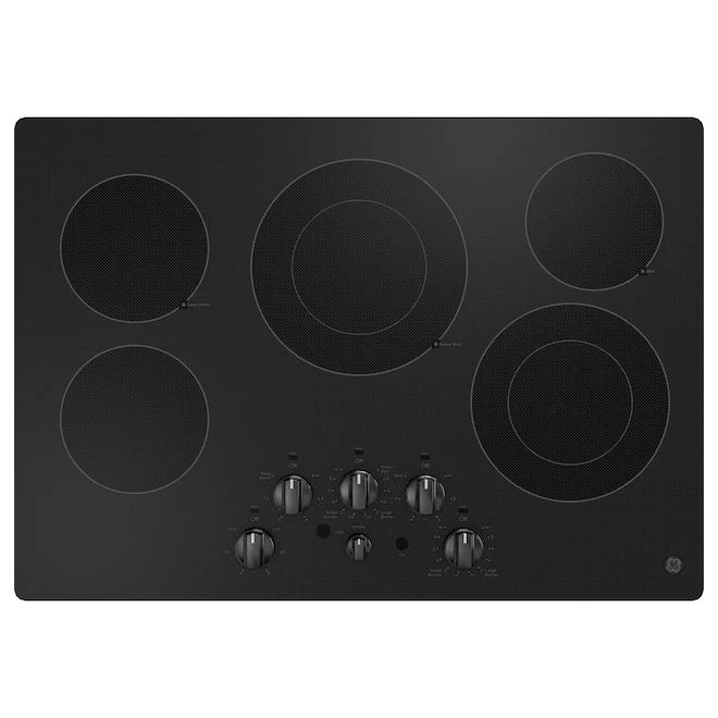 Surface De Cuisson électrique Encastrée 30 Po GE, Commande Par Bouton, Noire 1 Surface De Cuisson électrique Encastrée 30 Po GE, Commande Par Bouton, Noire