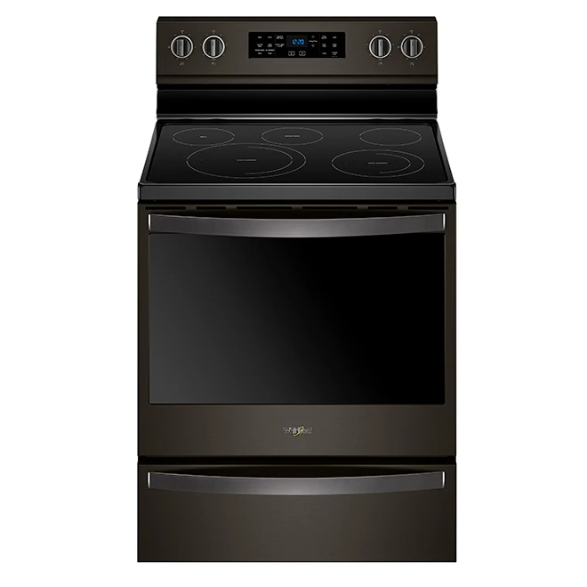 Whirlpool Cuisinière électrique à Convection, 6,4 Pi³, Inox Noir 1 Whirlpool Cuisinière électrique à Convection, 6,4 Pi³, Inox Noir