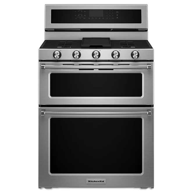 KitchenAid Cuisinière Biénergie, Gaz/convection, Four Double, 6,7 Pi³ 1 KitchenAid Cuisinière Biénergie, Gaz/convection, Four Double, 6,7 Pi³