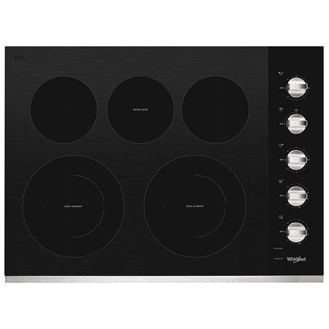 Surface De Cuisson Whirlpool Avec élément FlexHeat, 30 Po, Noire/acier Inoxydable 1 Surface De Cuisson Whirlpool Avec élément FlexHeat, 30 Po, Noire/acier Inoxydable