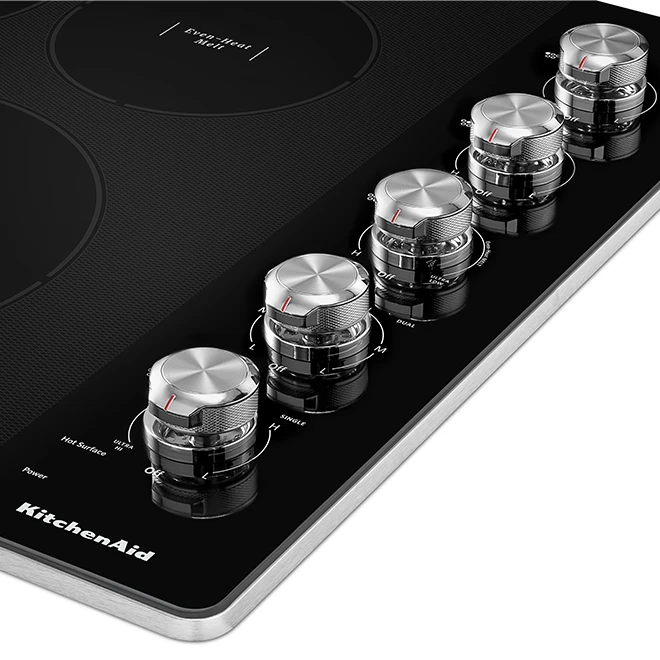 Surface De Cuisson KitchenAid Avec 5 éléments Et Even-Heat, 30 Po, Noire/acier Inoxydable 4 Surface De Cuisson KitchenAid Avec 5 éléments Et Even-Heat, 30 Po, Noire/acier Inoxydable – Image 4