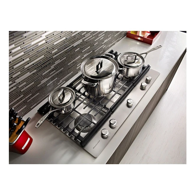 Surface De Cuisson Au Gaz KitchenAid, élément Even-Heat, 30 Po, 17 000 BTU, Acier Inoxydable 3 Surface De Cuisson Au Gaz KitchenAid, élément Even-Heat, 30 Po, 17 000 BTU, Acier Inoxydable – Image 3