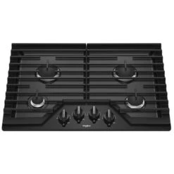 Surface De Cuisson Au Gaz Whirlpool, 4 Brûleurs, 30 Po, Noir, 15 000 BTU