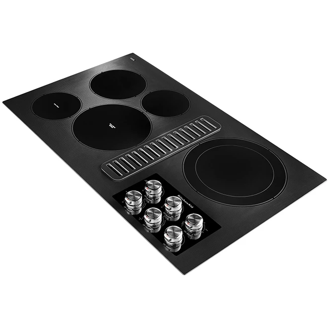 Surface De Cuisson électrique KitchenAid Avec Ventilation Intégrée, 36 Po, 5 éléments, Noire/acier Inoxydable 2 Surface De Cuisson électrique KitchenAid Avec Ventilation Intégrée, 36 Po, 5 éléments, Noire/acier Inoxydable – Image 2