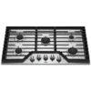 Surface De Cuisson Au Gaz Whirlpool, 5 Brûleurs, 36 Po, 15 000 BTU, Acier Inoxydable