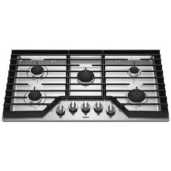 Surface De Cuisson Au Gaz Whirlpool, 5 Brûleurs, 36 Po, 15 000 BTU, Acier Inoxydable