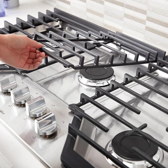 Surface De Cuisson Au Gaz Whirlpool, 5 Brûleurs, 36 Po, 15 000 BTU, Acier Inoxydable 3 Surface De Cuisson Au Gaz Whirlpool, 5 Brûleurs, 36 Po, 15 000 BTU, Acier Inoxydable – Image 3