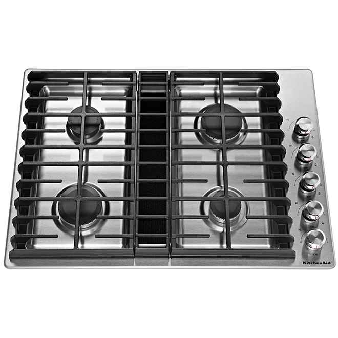 Surface De Cuisson Au Gaz KitchenAid, évacuation Descendante, 4 Brûleurs, 30 Po, Acier Inoxydable 1 Surface De Cuisson Au Gaz KitchenAid, évacuation Descendante, 4 Brûleurs, 30 Po, Acier Inoxydable