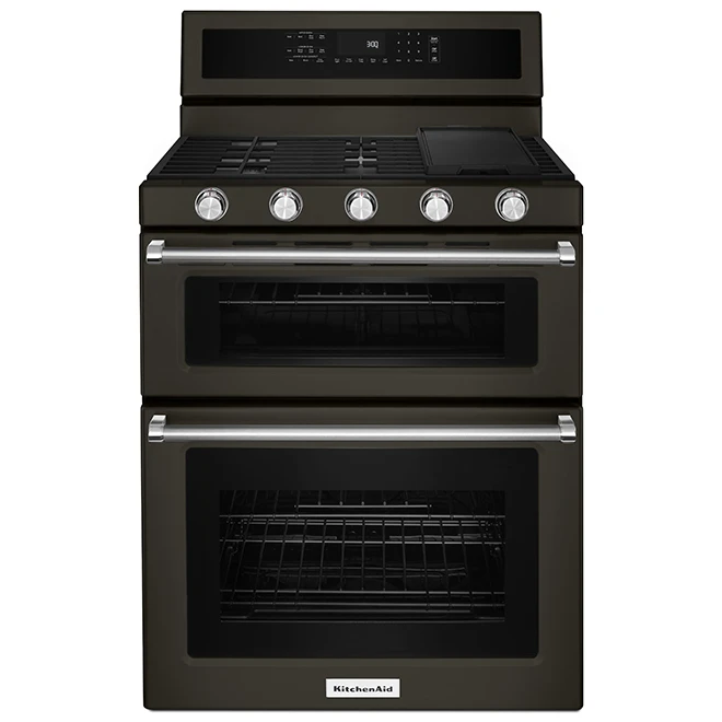 Cuisinière Double KitchenAid(MD) Au Gaz, 30", 6 Pi³, Inox Noir 1 Cuisinière Double KitchenAid(MD) Au Gaz, 30", 6 Pi³, Inox Noir