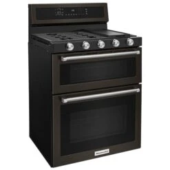 Cuisinière Double KitchenAid(MD) Au Gaz, 30", 6 Pi³, Inox Noir 6 Cuisinière Double KitchenAid(MD) Au Gaz, 30", 6 Pi³, Inox Noir -Appareils Électroménagers 30005967c L