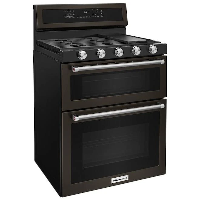 Cuisinière Double KitchenAid(MD) Au Gaz, 30", 6 Pi³, Inox Noir 3 Cuisinière Double KitchenAid(MD) Au Gaz, 30", 6 Pi³, Inox Noir – Image 3