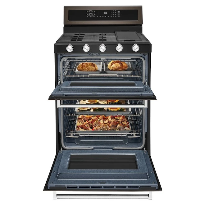 Cuisinière Double KitchenAid(MD) Au Gaz, 30", 6 Pi³, Inox Noir 4 Cuisinière Double KitchenAid(MD) Au Gaz, 30", 6 Pi³, Inox Noir – Image 4