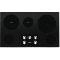 Surface De Cuisson électrique Whirlpool à 5 Brûleurs, 36 Po, Noire/acier Inoxydable