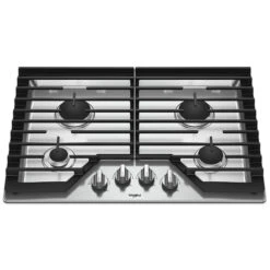Surface De Cuisson Au Gaz Whirlpool, 4 Brûleurs, 30 Po, Acier Inoxydable, 15 000 BTU