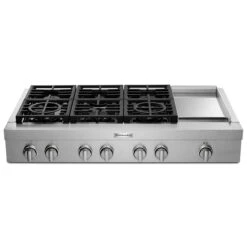 KitchenAid Table De Cuisson à Gaz Avec Plaque 48" 6 Brûleurs Acier Inoxydable