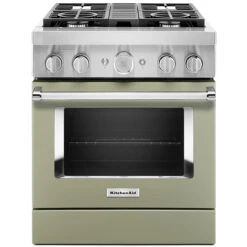 Cuisinière Biénergie Intelligente KitchenAid, Encastrée, Crème D'avocat, 4 Brûleurs