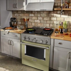 Cuisinière Biénergie Intelligente KitchenAid, Encastrée, Crème D'avocat, 4 Brûleurs -Appareils Électroménagers 30006410c L