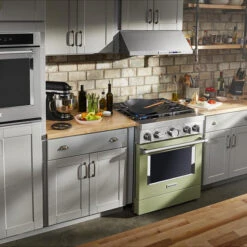 Cuisinière Biénergie Intelligente KitchenAid, Encastrée, Crème D'avocat, 4 Brûleurs -Appareils Électroménagers 30006410d L