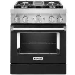 Cuisinière Biénergie Intelligente KitchenAid, Encastrée, Noir Impérial, 4 Brûleurs