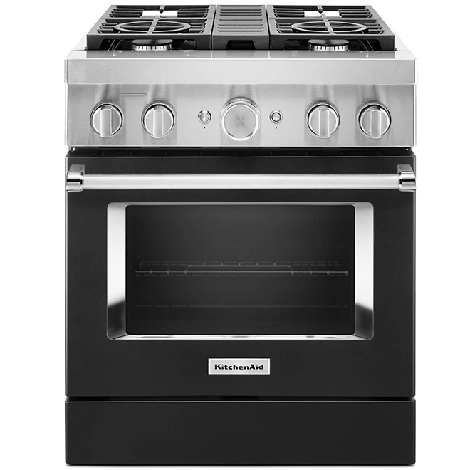 Cuisinière Biénergie Intelligente KitchenAid, Encastrée, Noir Impérial, 4 Brûleurs 1 Cuisinière Biénergie Intelligente KitchenAid, Encastrée, Noir Impérial, 4 Brûleurs