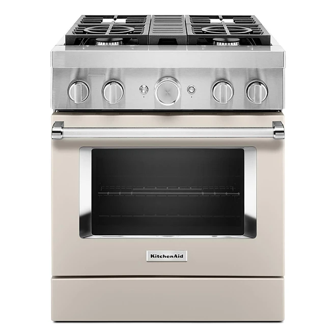Cuisinière Biénergie Intelligente De KitchenAid, Convection Véritable Even-Heat, Lait Maté, 30 Po, 4,1 Pi³ 1 Cuisinière Biénergie Intelligente De KitchenAid, Convection Véritable Even-Heat, Lait Maté, 30 Po, 4,1 Pi³