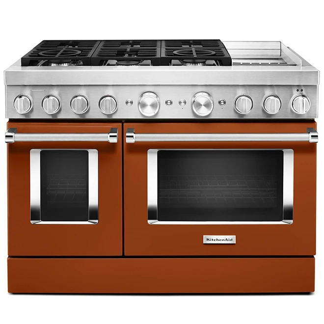 KitchenAid Cuisinière Biénergie Intelligente KitcheAid, Encastrée, Orange Brûlé, à Deux Fours 1 KitchenAid Cuisinière Biénergie Intelligente KitcheAid, Encastrée, Orange Brûlé, à Deux Fours