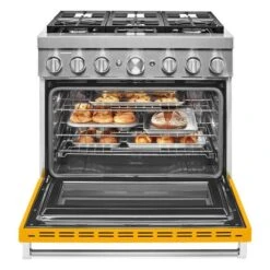 Cuisinière Biénergie KitchenAid, 6 Brûleurs, 36 Po L., Poivron Jaune, Autoportante -Appareils Électroménagers 30006429e L
