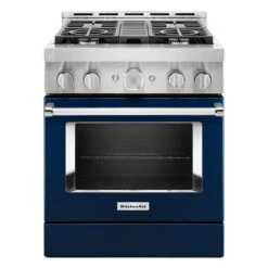 Cuisinière à Gaz 4 Brûleurs KitchenAid De Whirlpool, Encre Bleue, à Convection, 36 H. X 29,88 L. X 30,25 P.