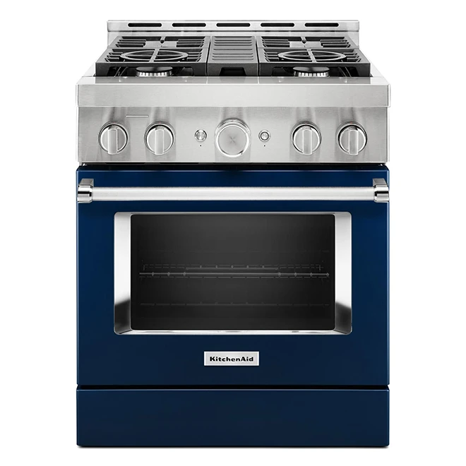 Cuisinière à Gaz 4 Brûleurs KitchenAid De Whirlpool, Encre Bleue, à Convection, 36 H. X 29,88 L. X 30,25 P. 1 Cuisinière à Gaz 4 Brûleurs KitchenAid De Whirlpool, Encre Bleue, à Convection, 36 H. X 29,88 L. X 30,25 P.