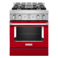 KitchenAid Cuisinière à Gaz KichenAid, 30 Po, 4 Brûleurs, Rouge Passion, Autoportante
