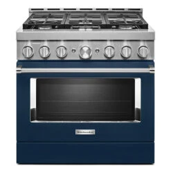 Cuisinière KitchenAid, Biénergie, 6 Brûleurs, Commande Vocale, Intelligente, Porte à Verrou, Autoportante, Au Gaz