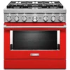 Cuisinière Mixte KitchenAid, 36 Po L., 6 Brûleurs, Rouge Passion