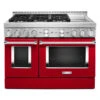 Cuisinière à Gaz Avec Plaque Chauffante KitchenAid, Rouge Passion, 6 Brûleurs, 48 Po. L.