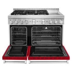 Cuisinière à Gaz Avec Plaque Chauffante KitchenAid, Rouge Passion, 6 Brûleurs, 48 Po. L. -Appareils Électroménagers 30006444c L