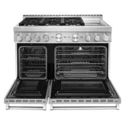 Cuisinière à Gaz KitchenAid, 6 Brûleurs, 2 Fours, 48 Po, 6,3 Pi³, Acier Inoxydable, Allumage Flame-Sensing -Appareils Électroménagers 30006449e L